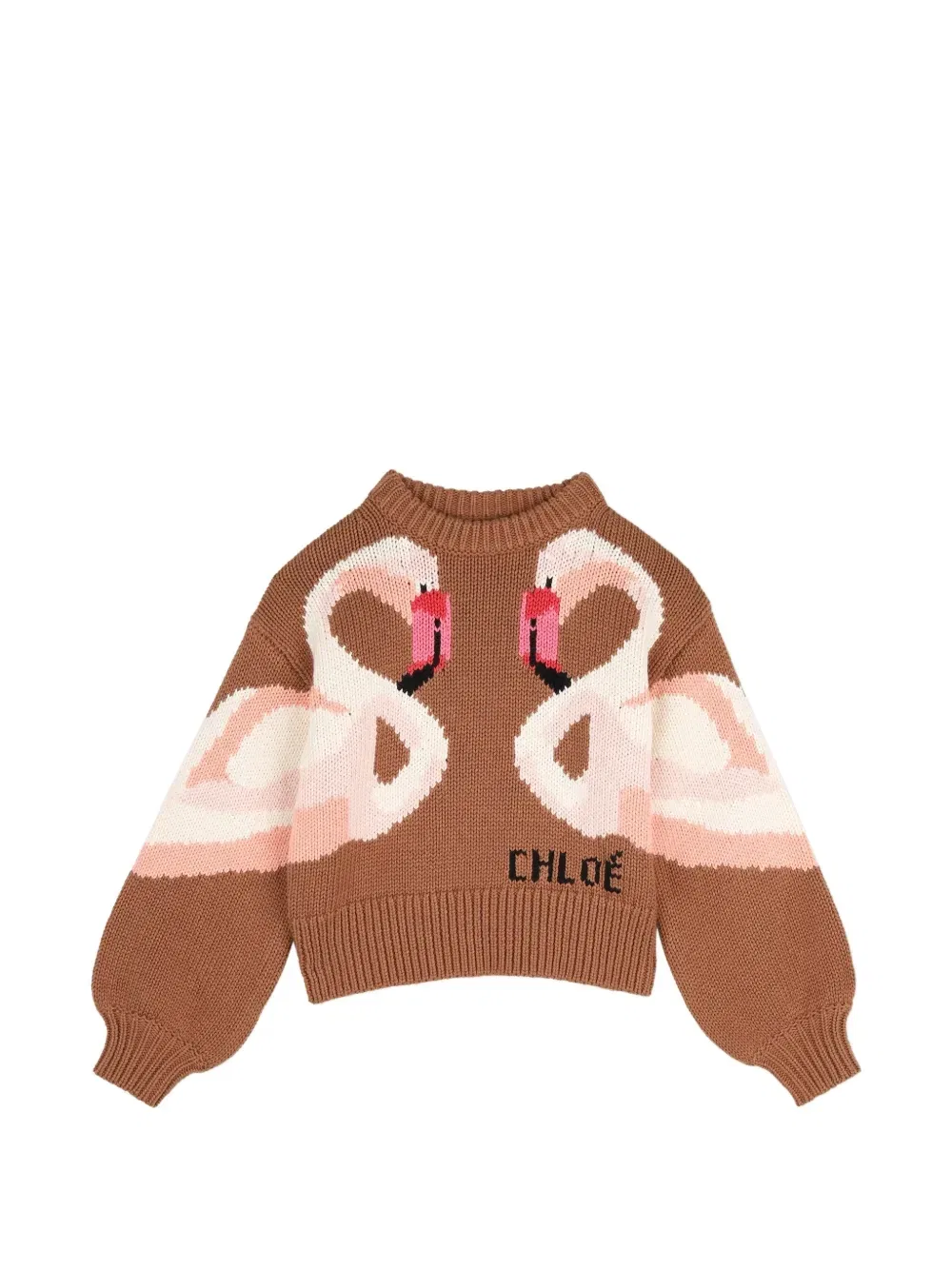 Свитер с вышитым логотипом Chloe Kids, коричневый