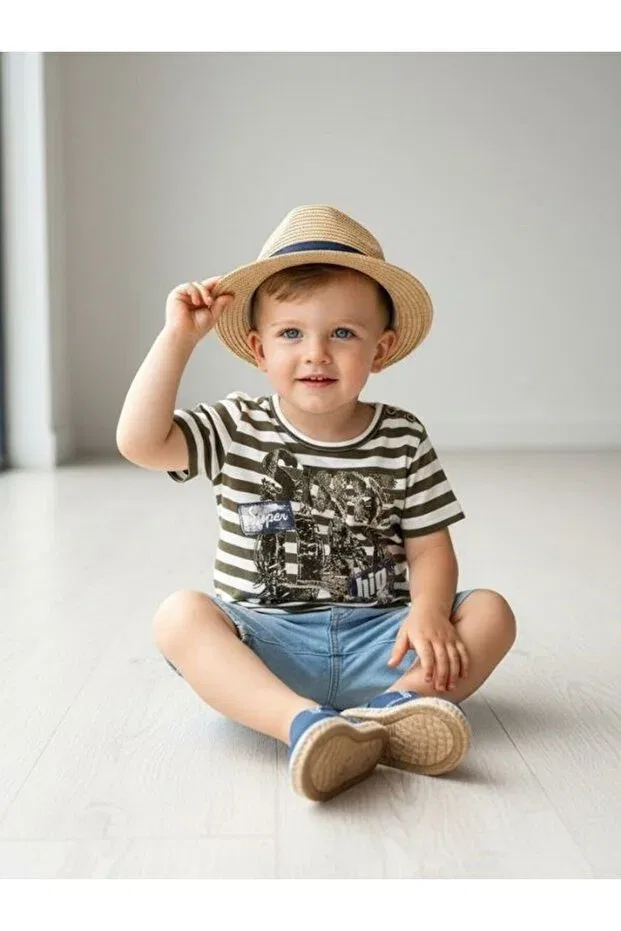 Детская футболка для мальчиков хлопковая с принтом Zekids, Khaki — фото 2