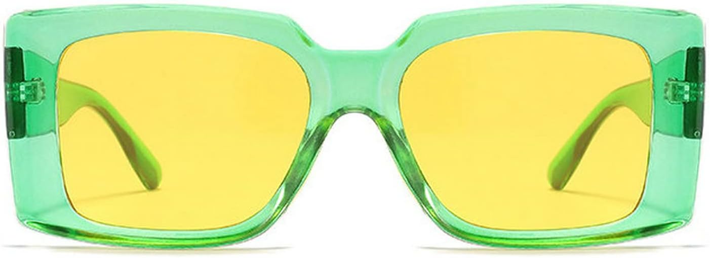 

COTIA Модные квадратные женские солнцезащитные очки в винтажном стиле, увеличенная оправа, ретро, ​​широкие дужки, панк, яркие очки, мужские солнцезащитные очки, Green