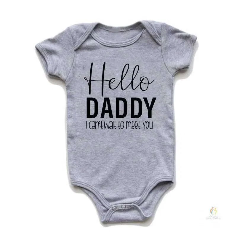 Боди-комбинезон с надписью Hello Daddy Matching Family Outfits, серый