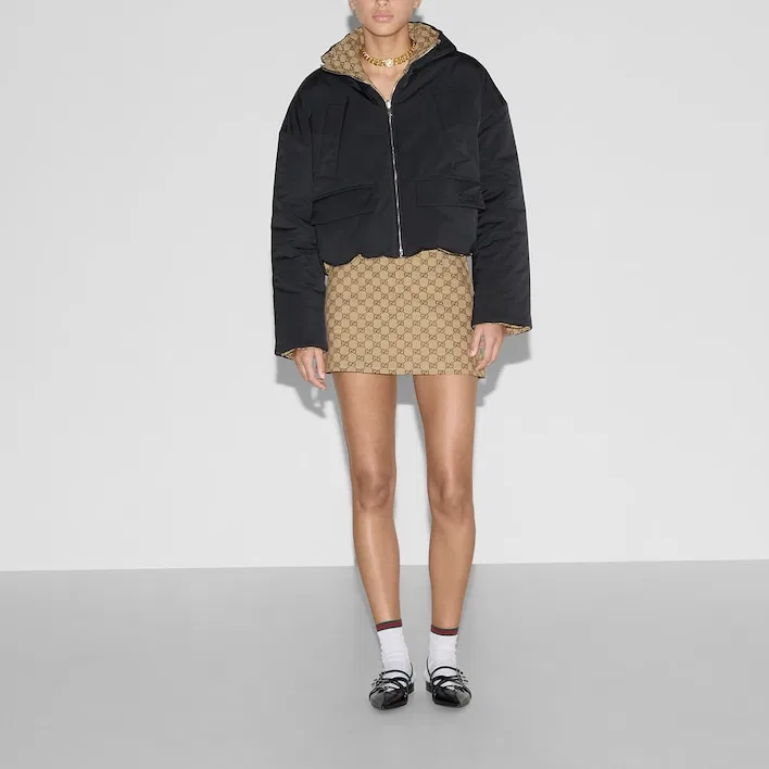 Женская куртка-бомбер двусторонняя с молнией GUCCI, Black — фото 4