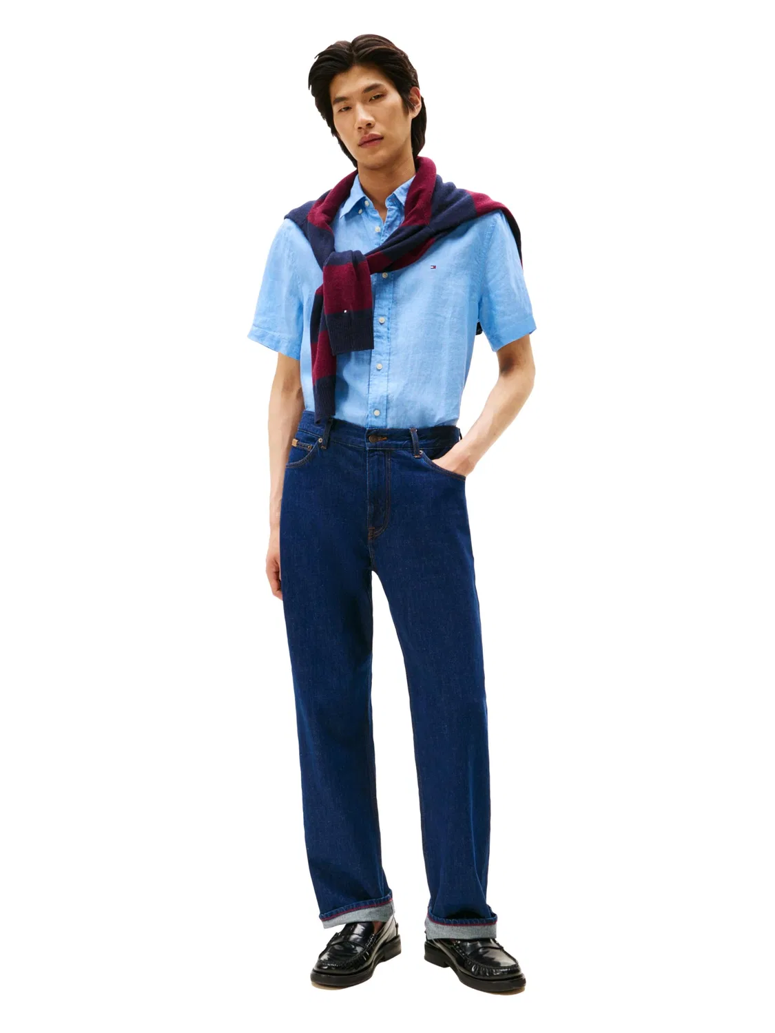 Мужская рубашка с коротким рукавом из льна Tommy Hilfiger, Vessel Blue — фото 3