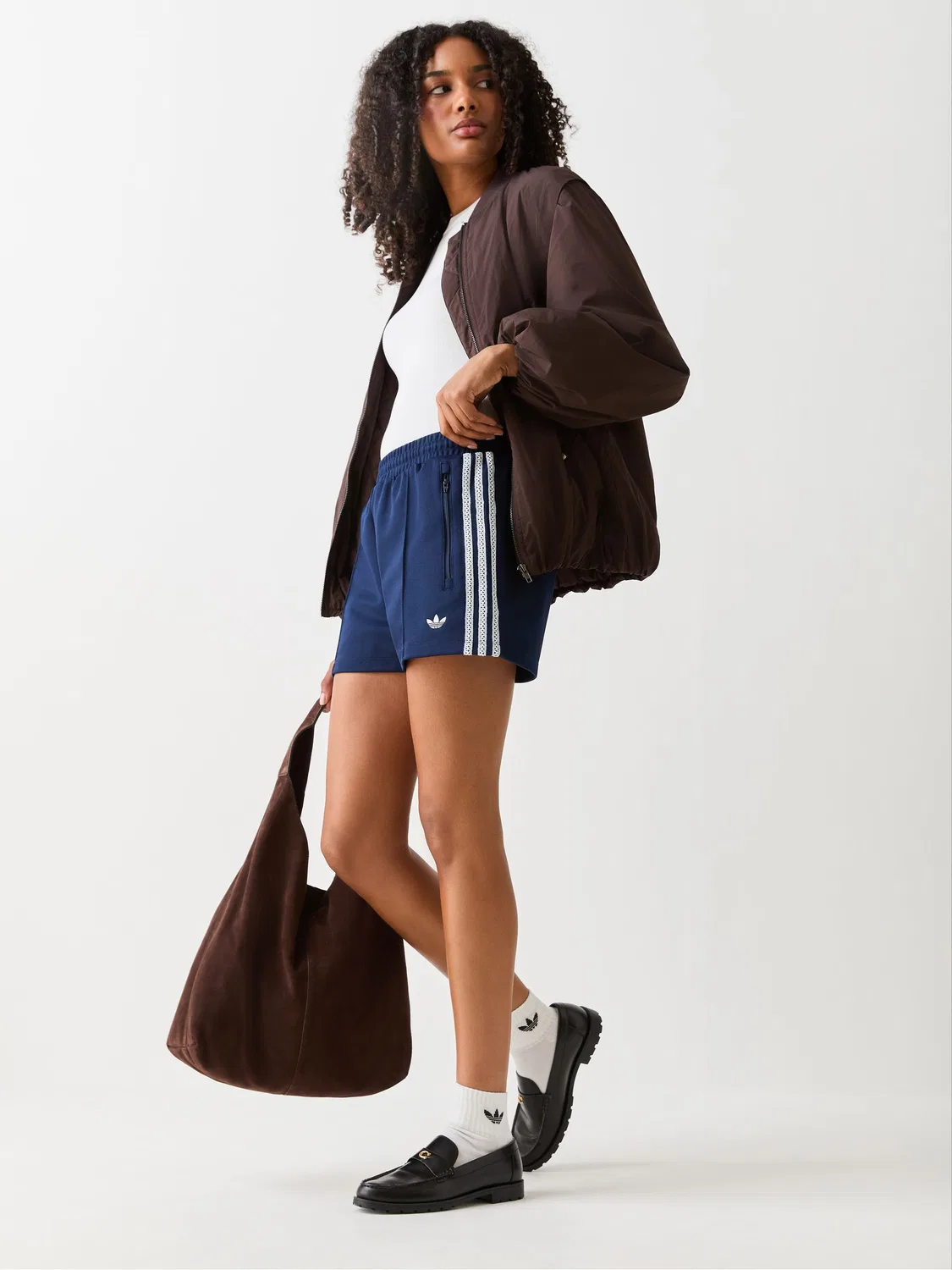 Шорты adidas Originals Navy Crochet 3-Stripe, синие — фото 2