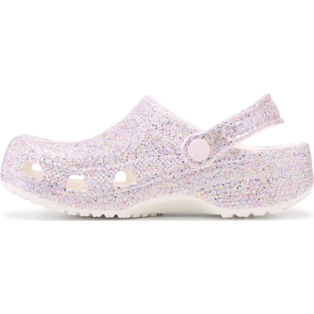 Детские классические сабо с блестками Crocs, White Multi Glitter — фото 3