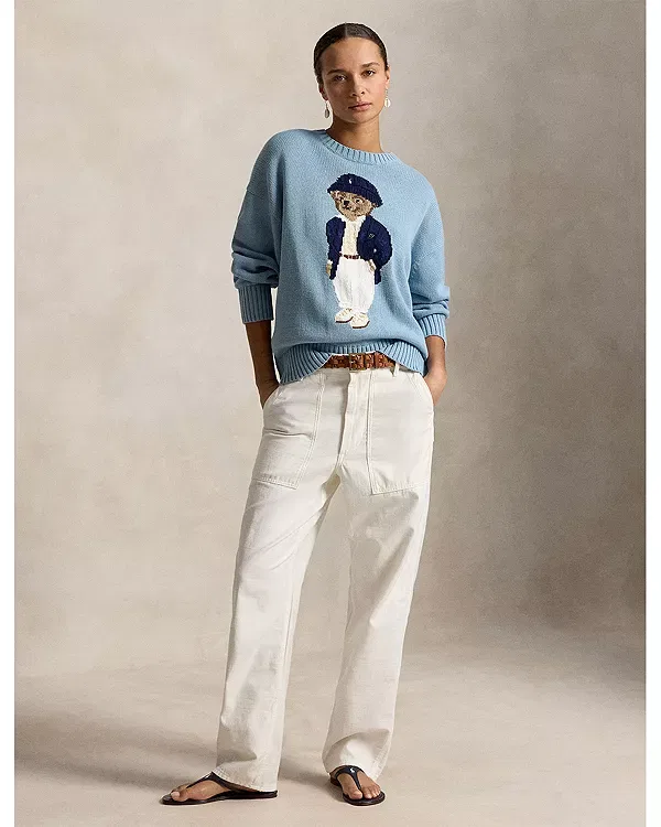 Женский свитер оверсайз с принтом Polo Bear Ralph Lauren, синий — фото 2