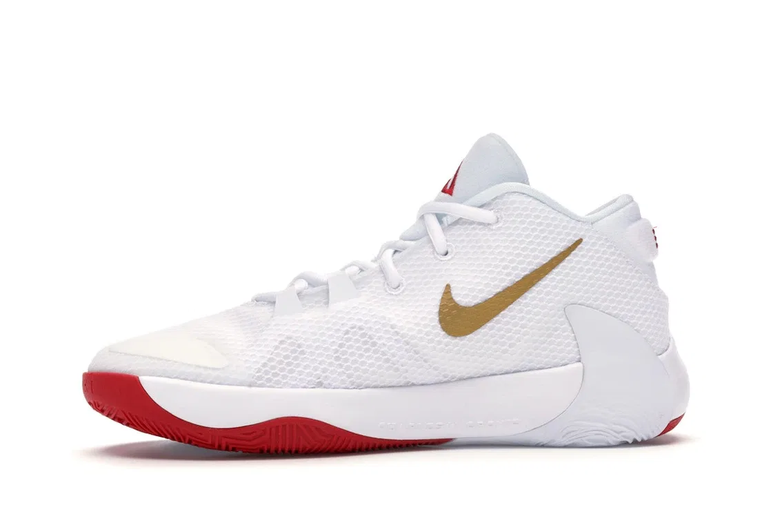 Детские кроссовки для баскетбола Nike Zoom Freak 1 (GS) Nike, White/Metallic Gold-University Red — фото 3