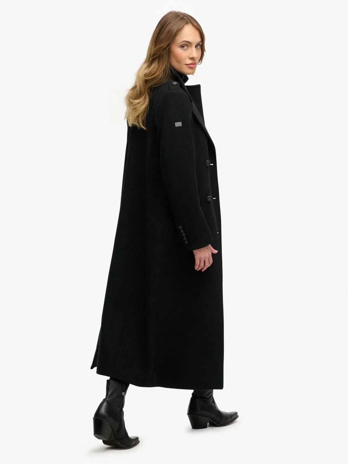 Пальто двубортное шерстяное Superdry Black — фото 4