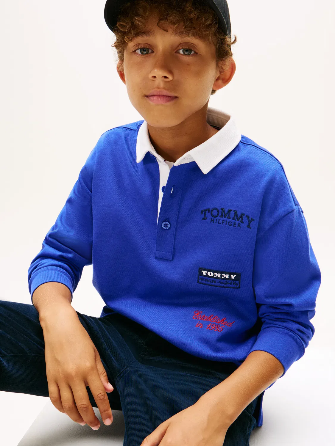 Детское поло для мальчиков с длинным рукавом Tommy Hilfiger, Azul — фото 3