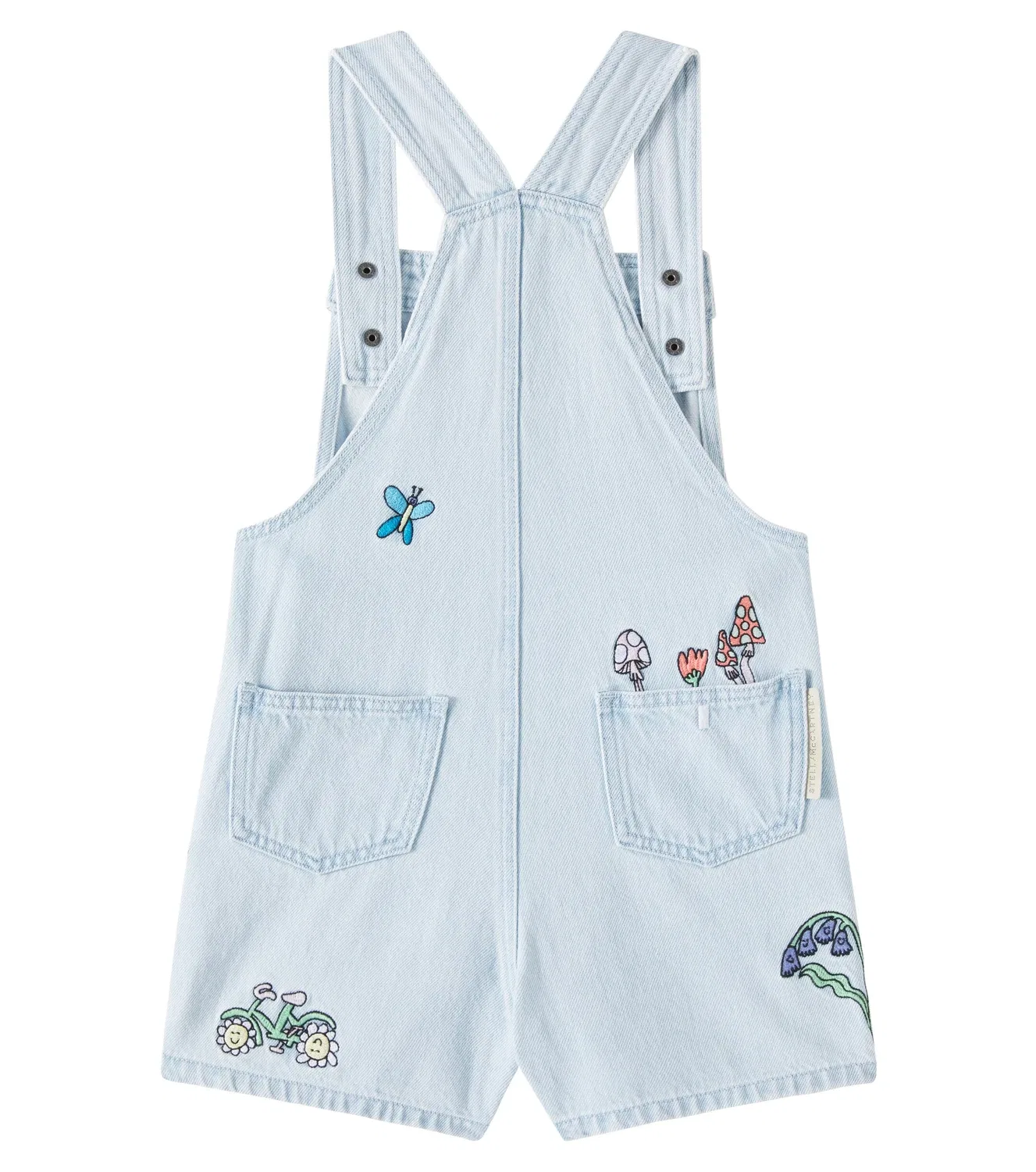 Комбинезон джинсовый с вышивкой Stella Mccartney Kids, синий — фото 3