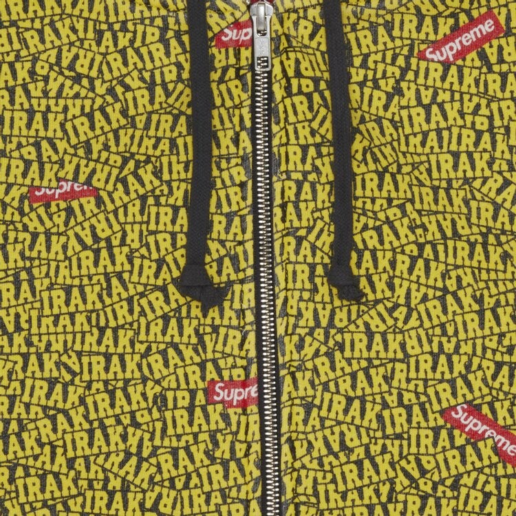 Толстовка Supreme x IRAK Zip Up Hooded Sweatshirt 'Yellow', желтый — фото 4