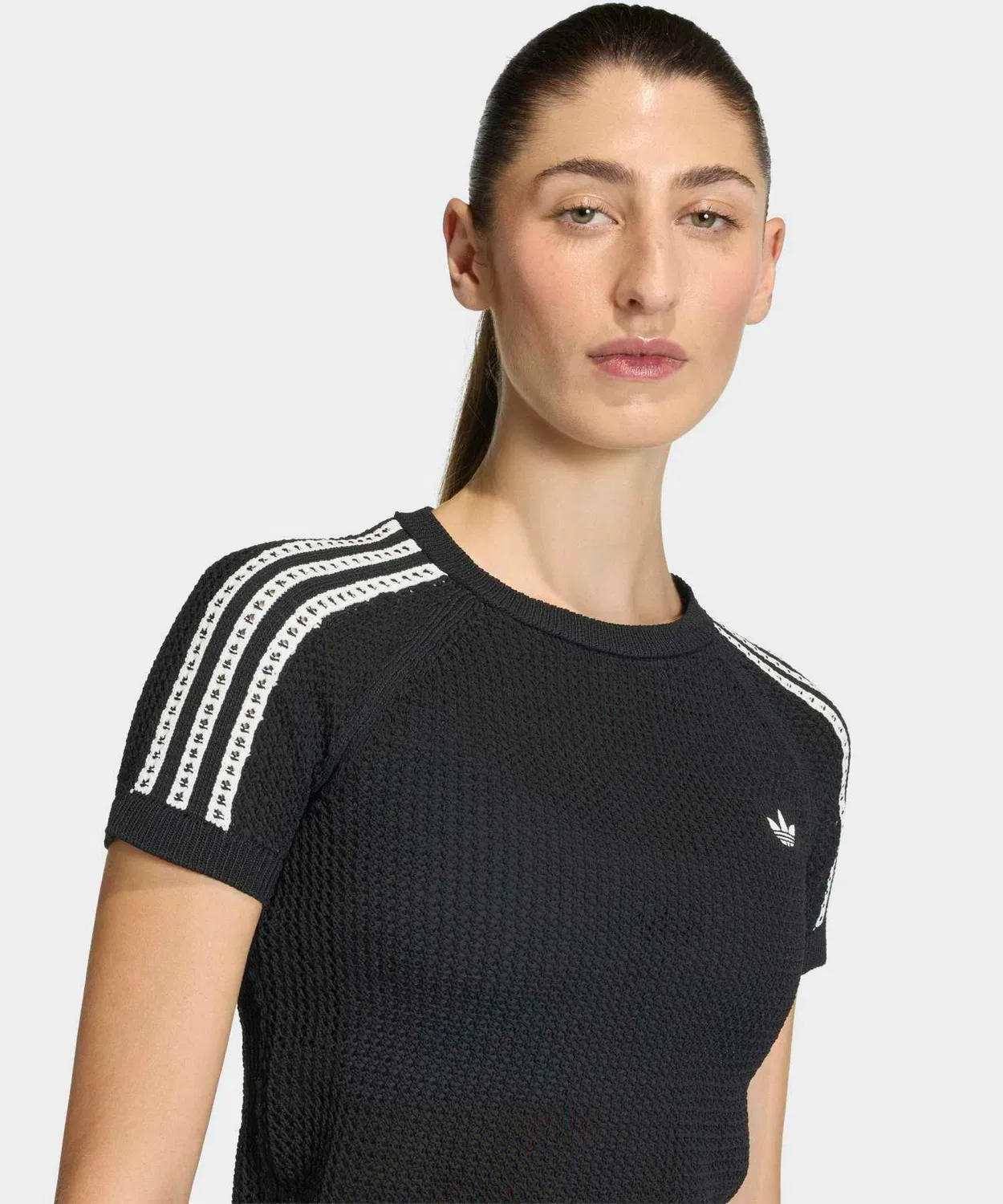 Женская футболка с вязаным узором KNITTED CROCHET CALI Adidas, Black — фото 4