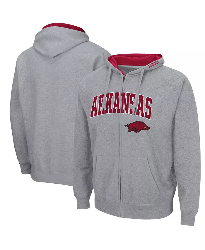 

Мужская толстовка Arkansas Razorbacks Arch Logo 3.0 с молнией Colosseum, серый