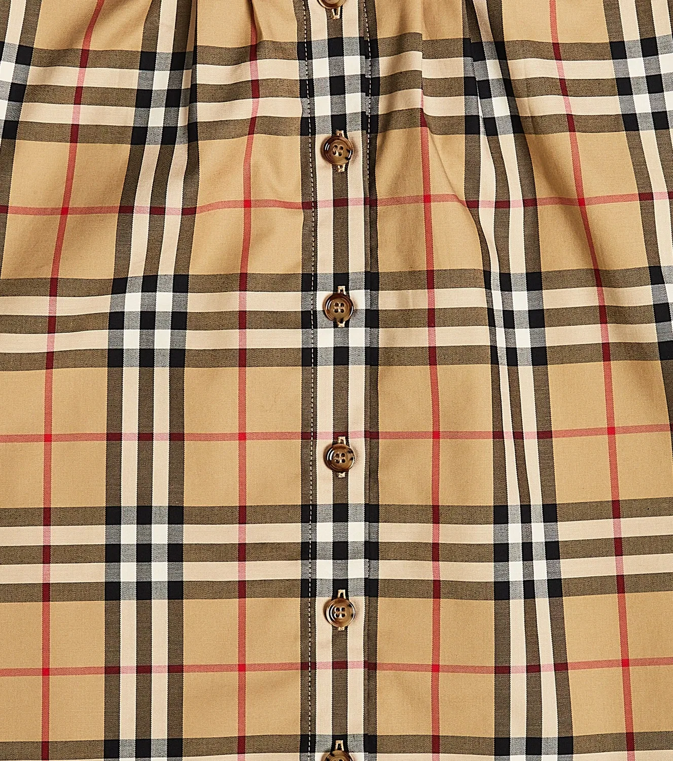 Рубашка в клетку из смесового хлопка Burberry Kids, бежевый — фото 3