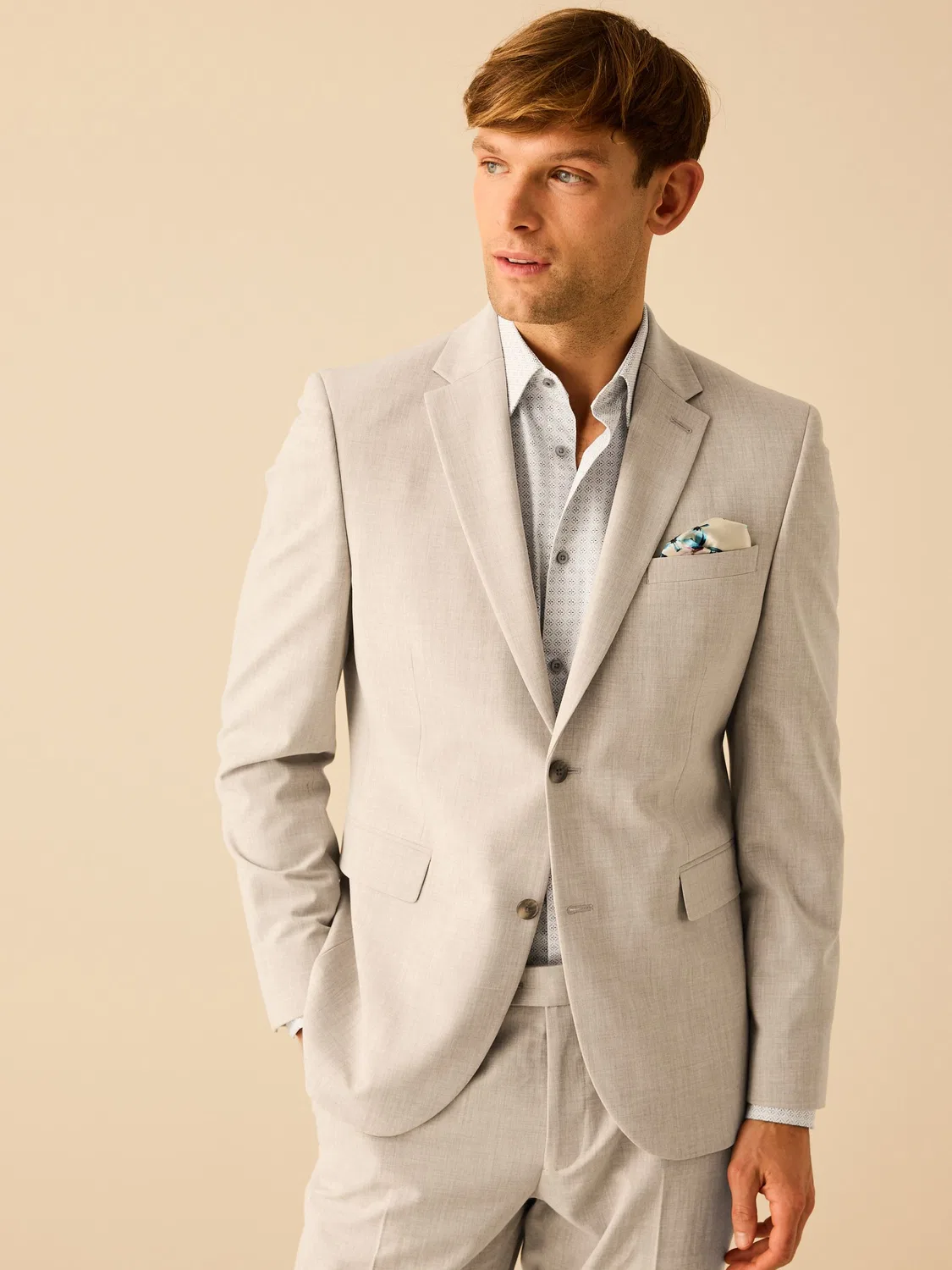Пиджак Slim Fit Motionflex в растяжку Next, камень