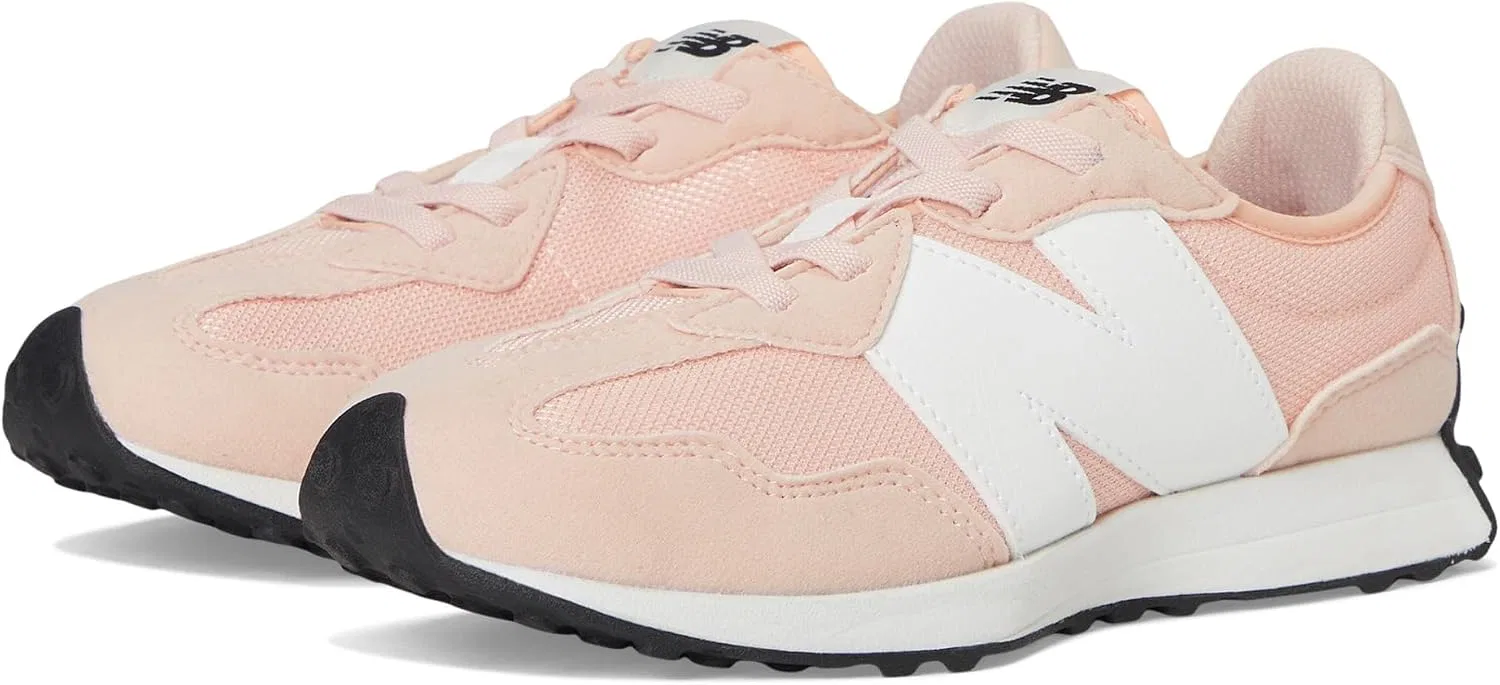 Детские кроссовки для девочек с принтом New Balance 327 Bungee Lace Pre New Balance, Pink Haze/White