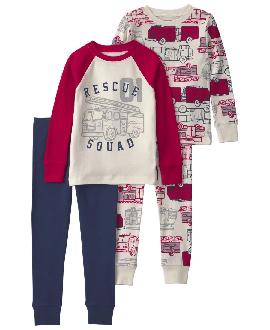 Комплект пижам из 4 предметов с длинным рукавом Rescue Squad Carter's, Red Cream