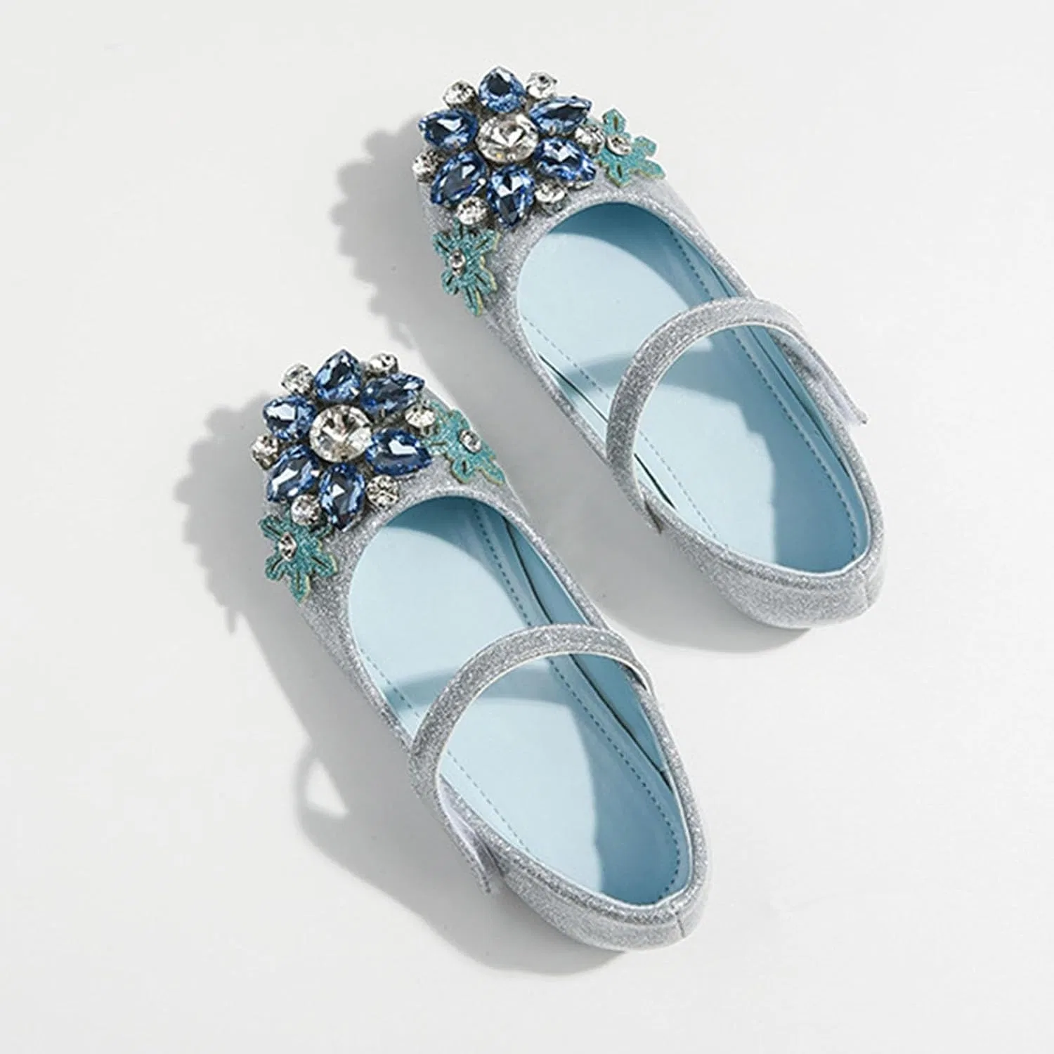 Детские туфли для девочек с кристаллами Princess Shoes, Silver — фото 3