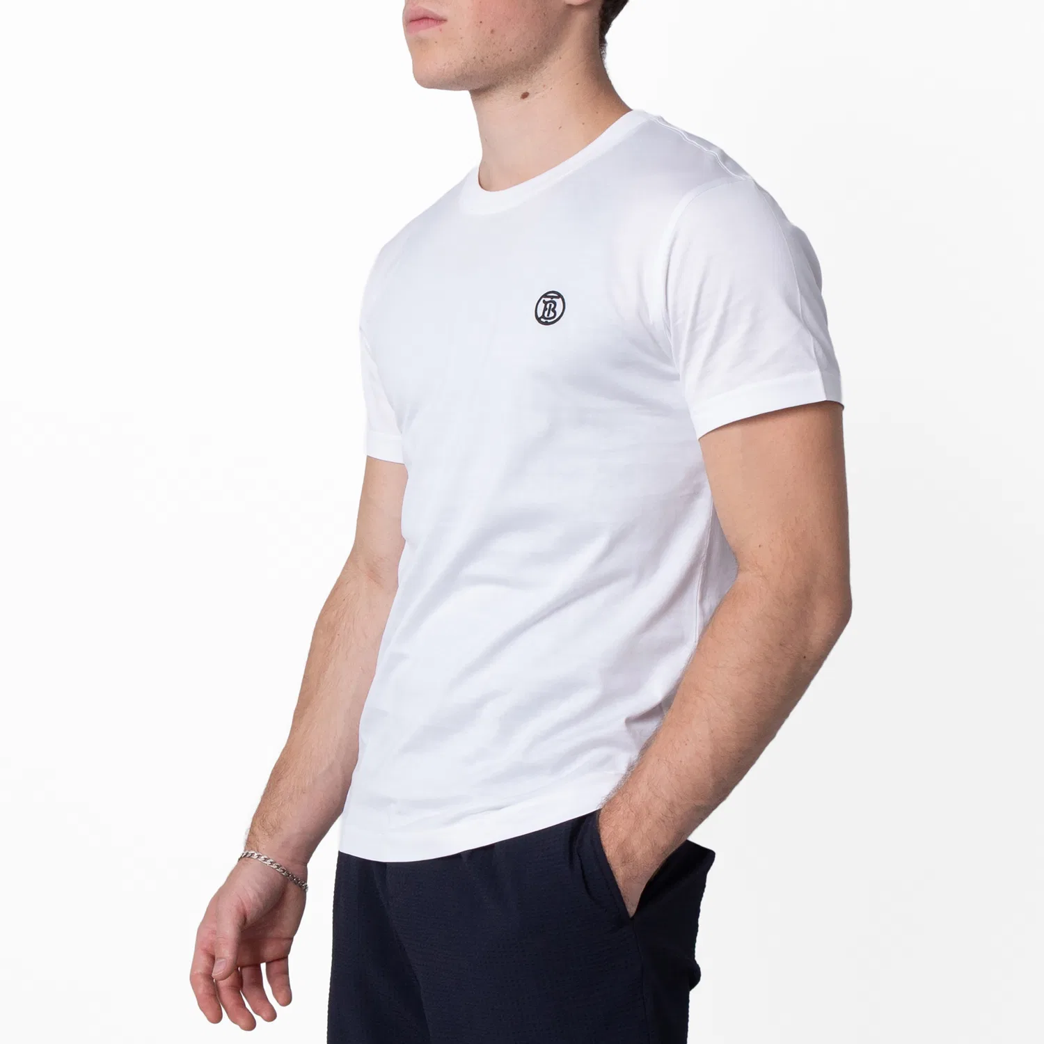 Футболка хлопковая Parker TB Logo Burberry, White — фото 4