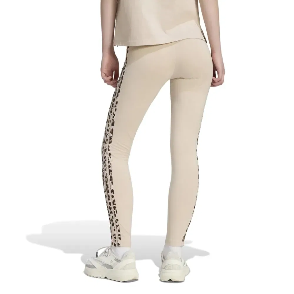 Женские леггинсы с принтом Seasonal Essentials Animal Print 3-Stripes Adidas, Beige — фото 2