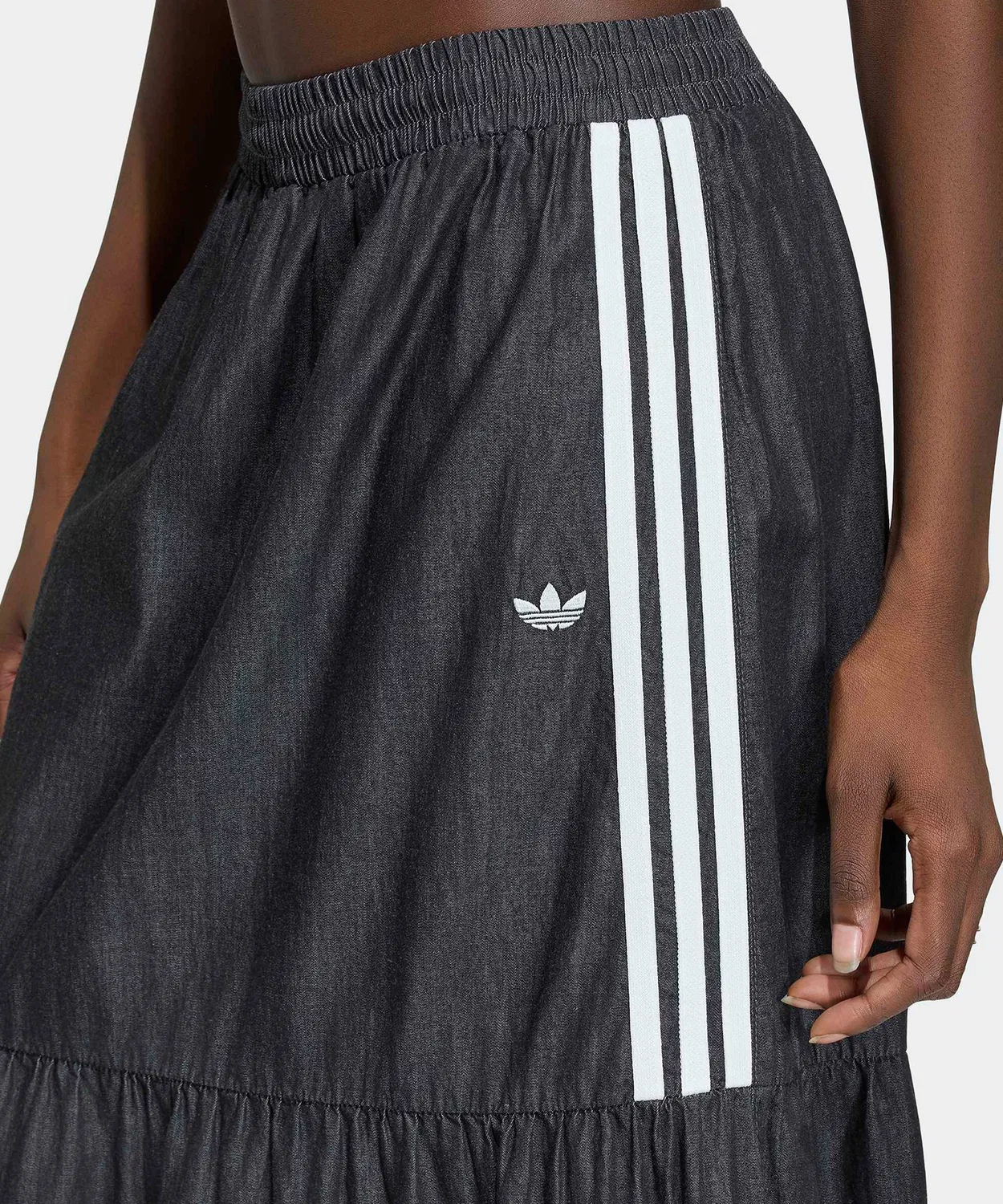 Женская джинсовая юбка-трапеция с принтом Three Stripes Adidas, Blue — фото 4