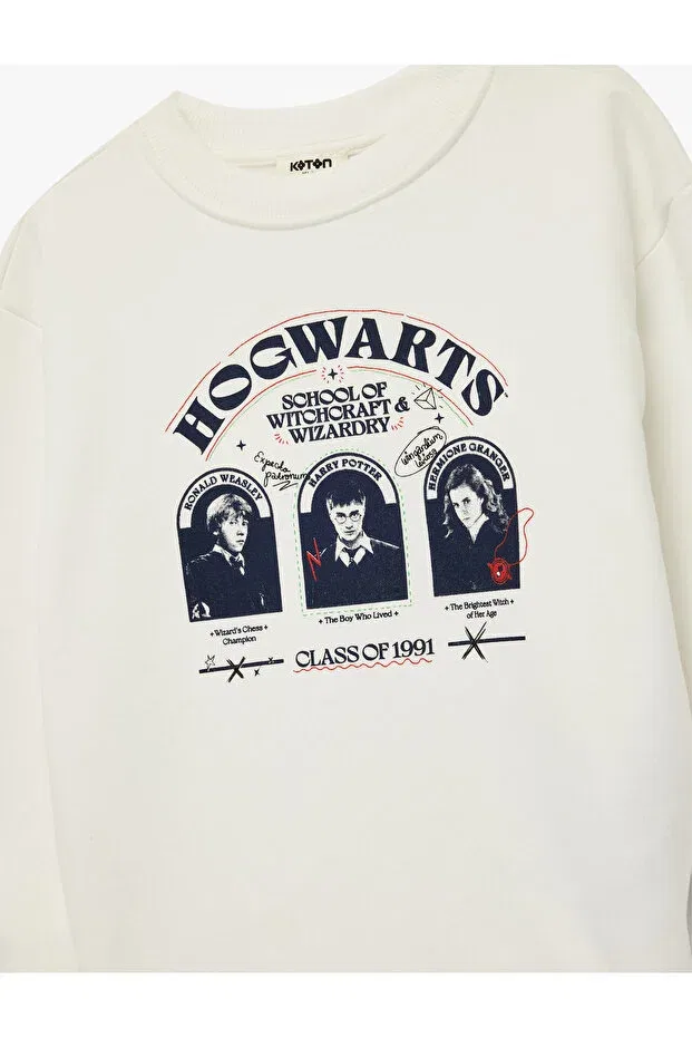 Детские свитшот для мальчиков с принтом Harry Potter Printed Long Sleeve Crew Neck Koton, Ecru — фото 3