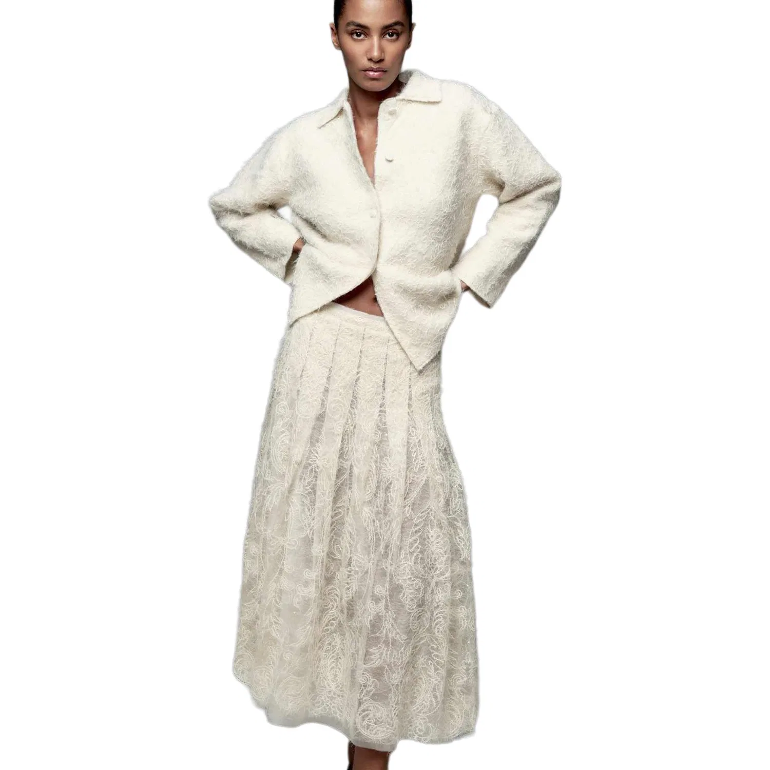 Женская куртка с принтом White ZARA, Белый — фото 4