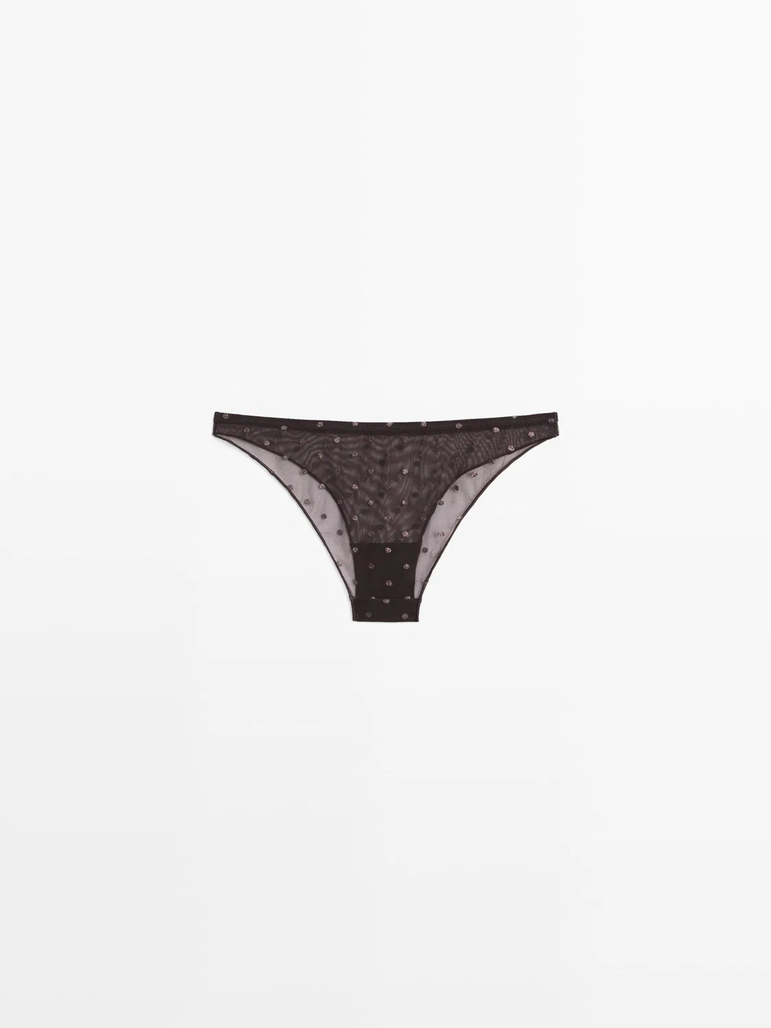 Трусы Massimo Dutti Semi-Sheer Polka Dot, коричневый — фото 2
