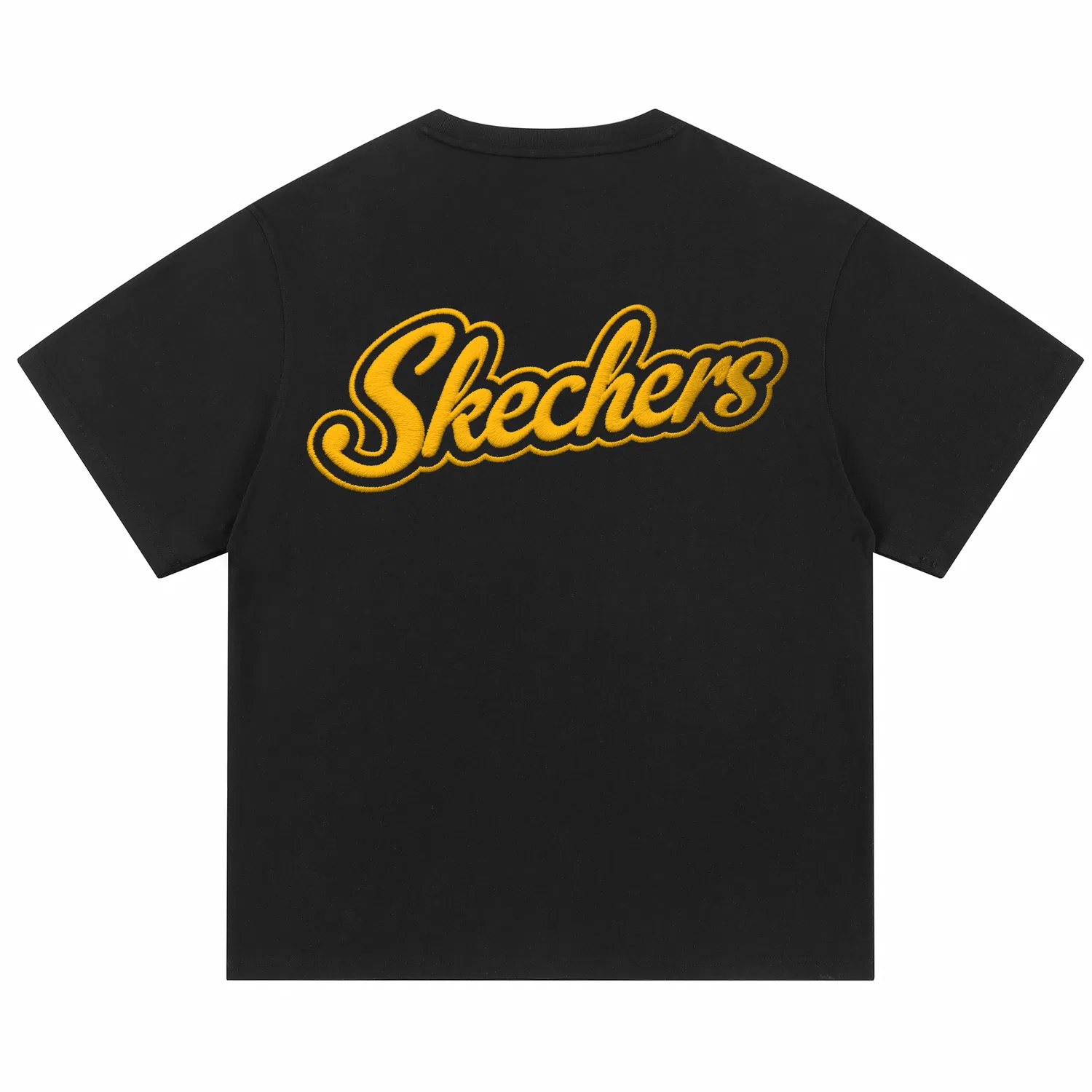 Детская футболка с круглым вырезом Карбон Блэк с Желтой Вышивкой Skechers