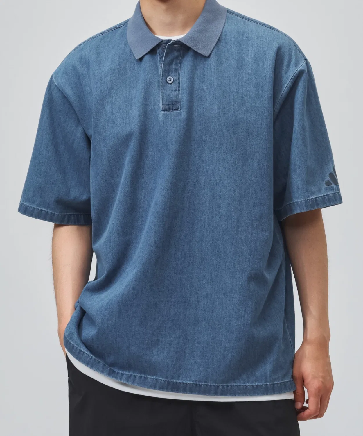 Мужская футболка-поло с коротким рукавом, с принтом, Cool Feeling Denim Oversize Fit Adidas, Blue — фото 2