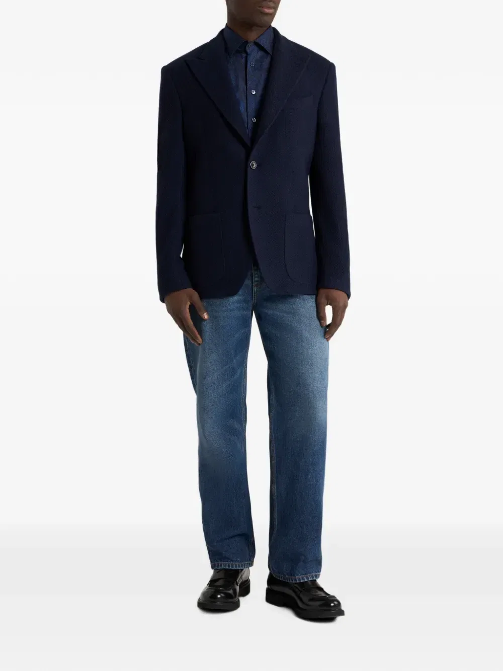 Однобортный пиджак из смеси шерсти и кашемира Etro, синий — фото 2