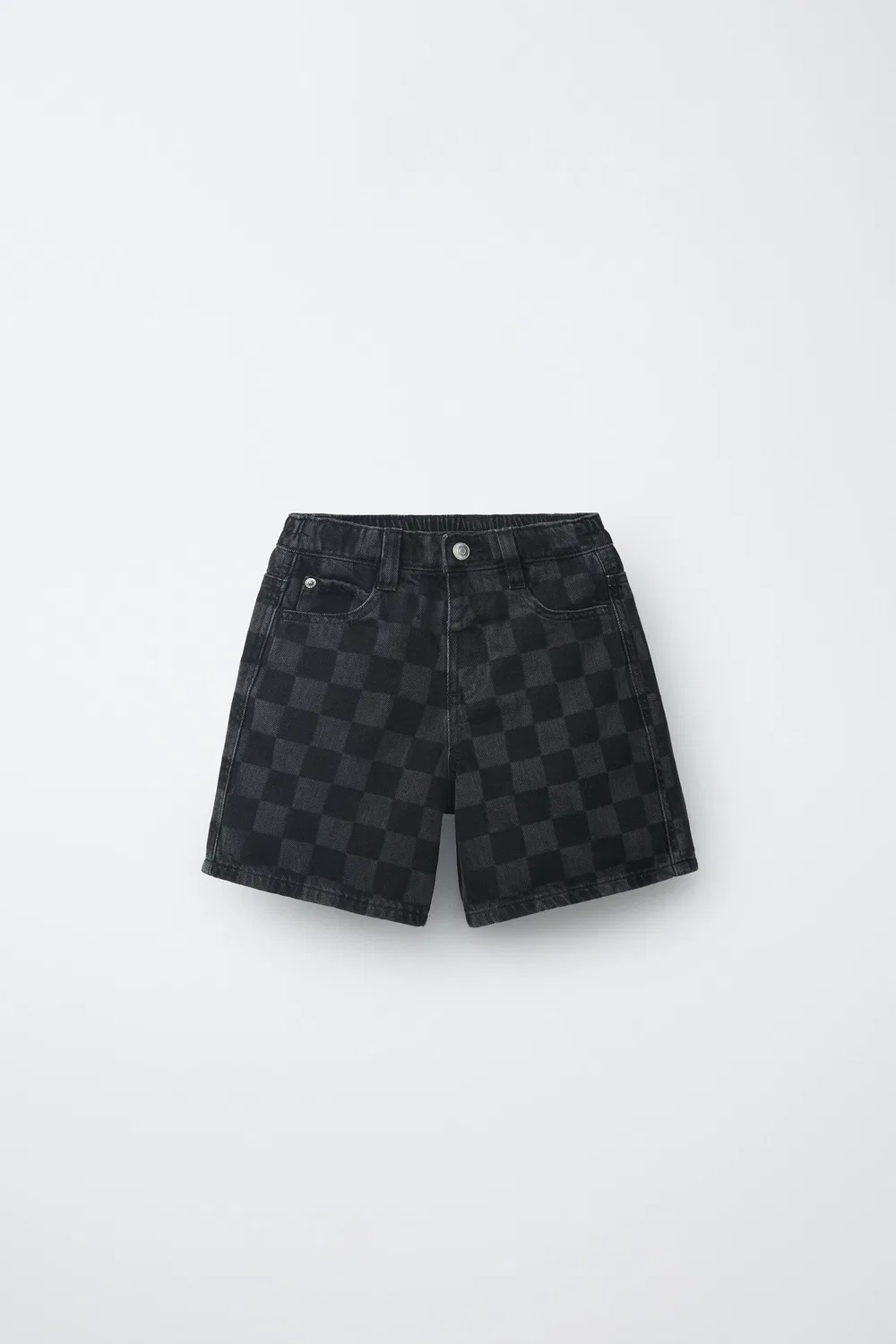 Шорты-бермуды в клетку ZARA, Black