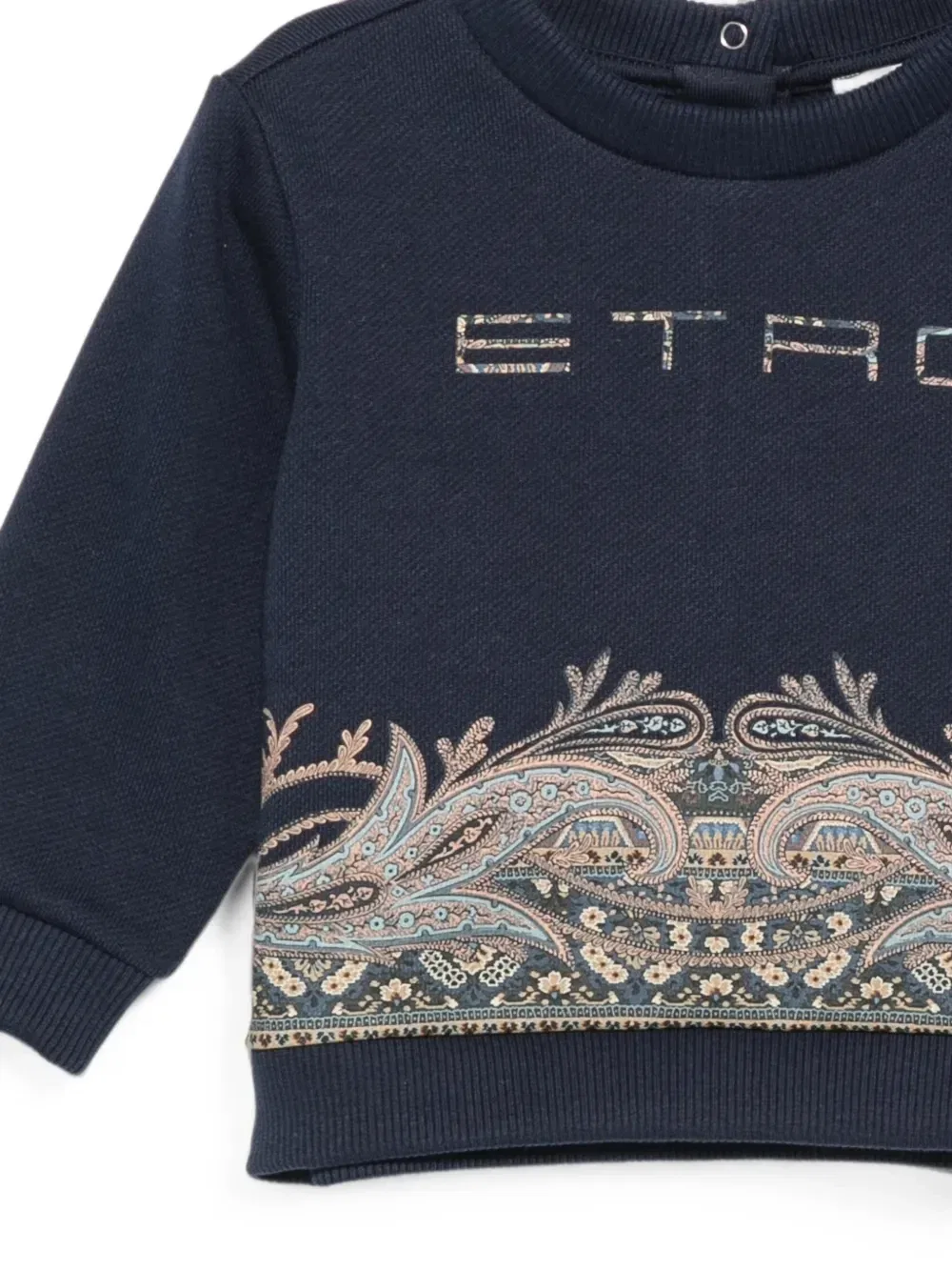 Свитшот с вышивкой логотипа и принтом пейсли Etro Kids, синий — фото 3