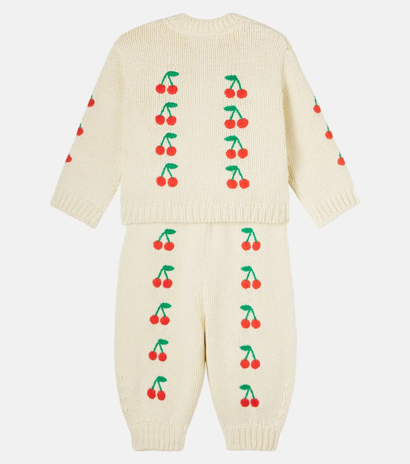 Комплект из кардигана и брюк с вышивкой Cherries Tinycottons, желтый — фото 2