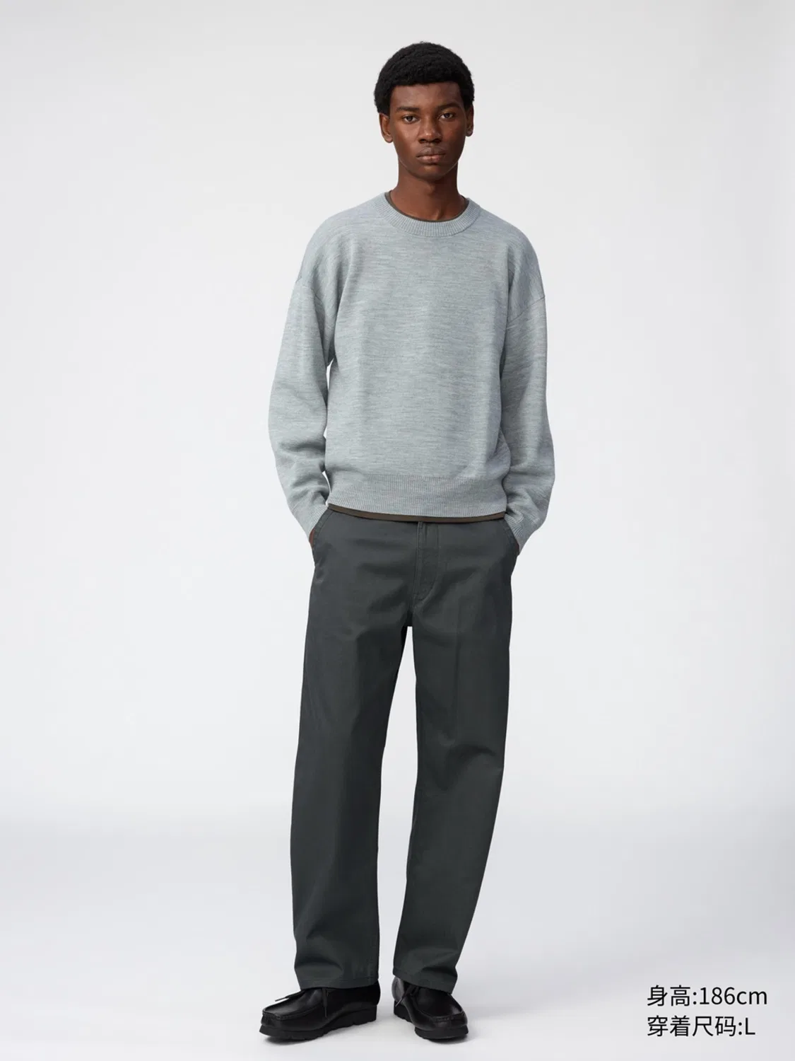 Свитер двусторонний с длинным рукавом Uniqlo, серый — фото 2
