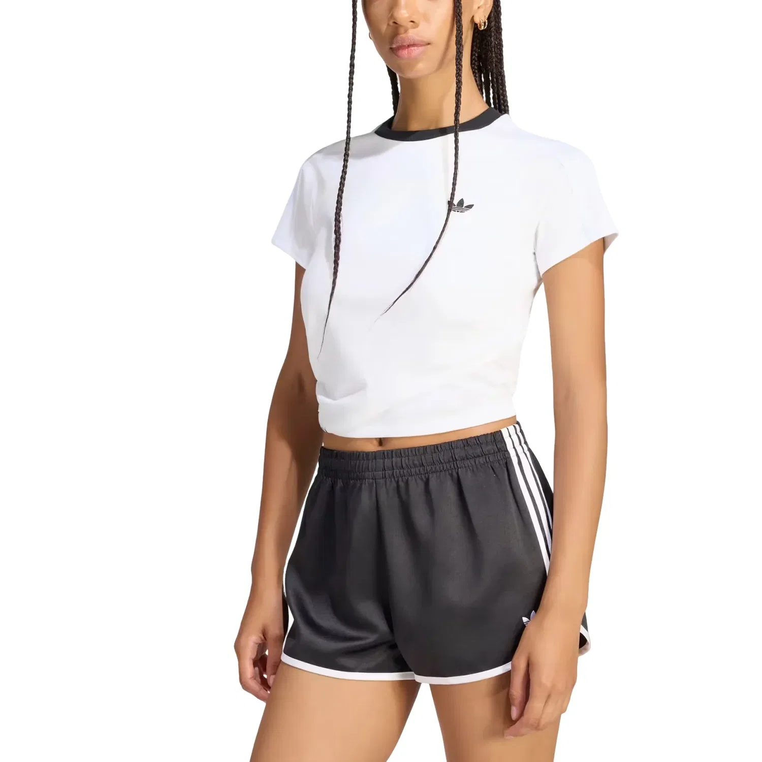 Женская футболка Jennie Layered T-Shirt Asia Sizing 'White' adidas, белый — фото 2