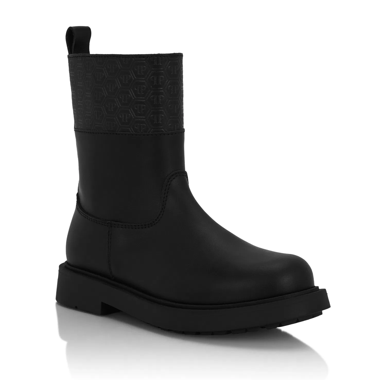Детские кожаные низкие ботинки Monogram Philipp Plein, Black — фото 3