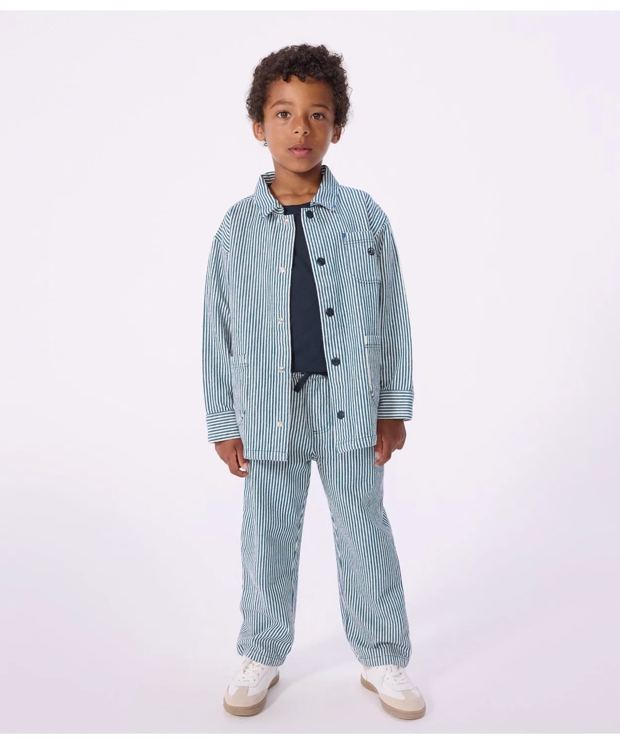 Детские брюки из сизаля с полосатым принтом PETIT BATEAU, Бело-синие — фото 3