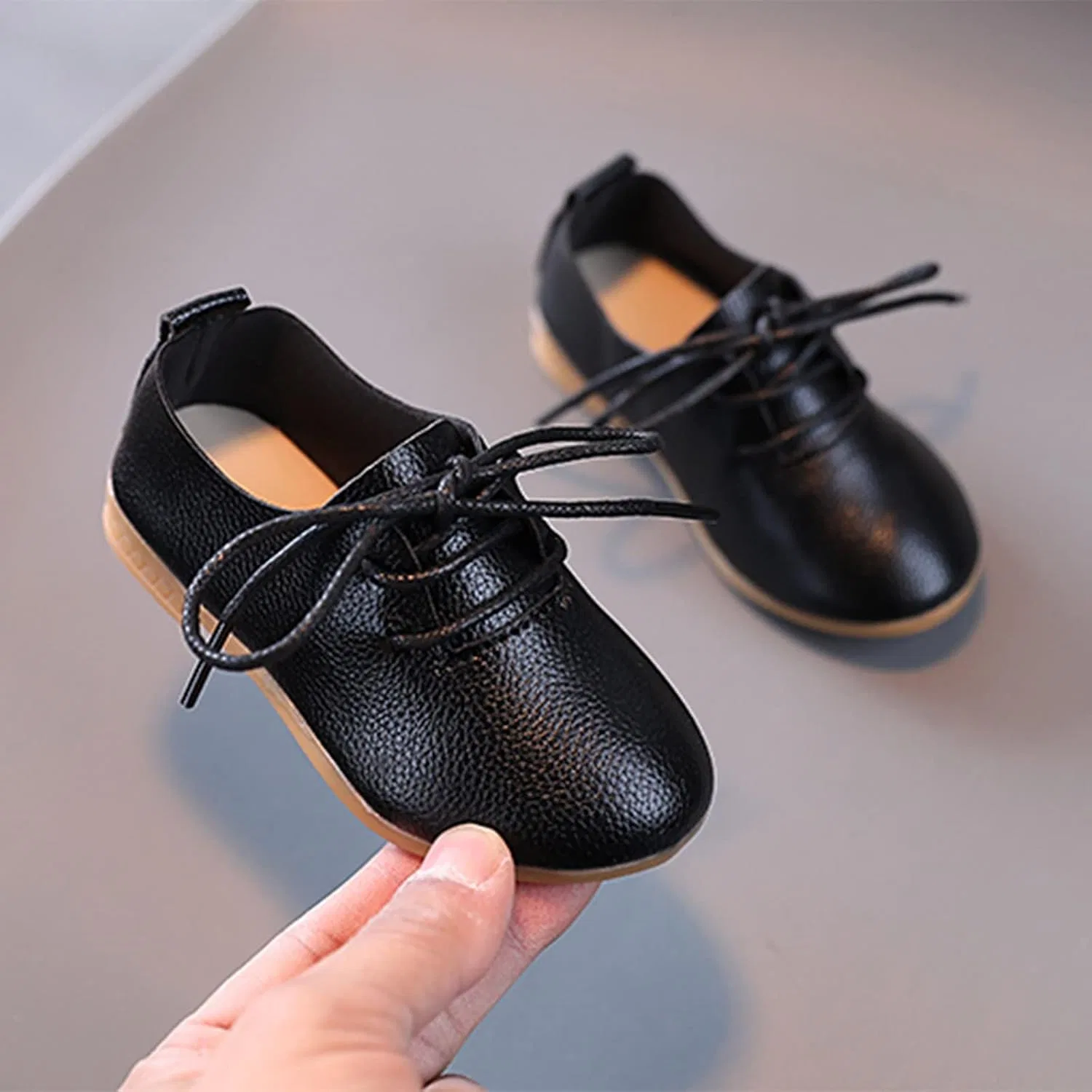 Детские ботинки для девочек с круглым мысом, Black — фото 3