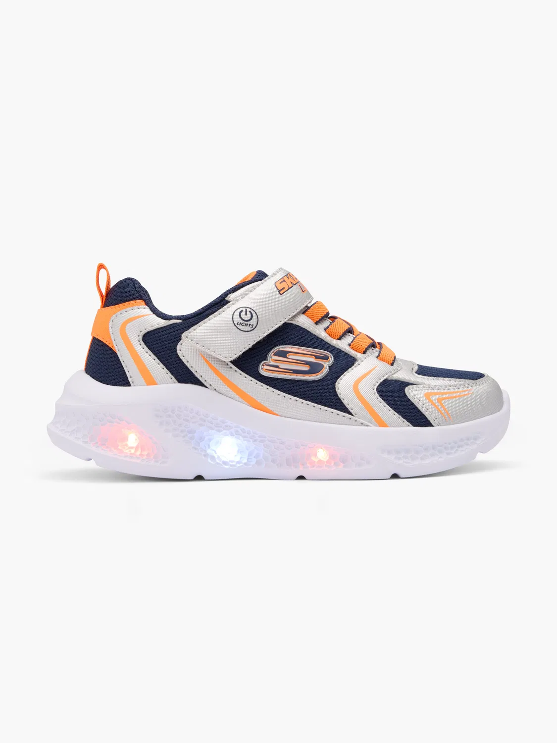 Детские кроссовки со светодиодами Skechers, серебристый