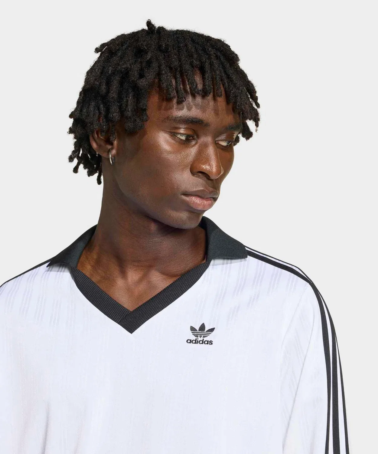 Мужская футболка с длинным рукавомиз жаккарда Adicolor Pique Adidas Originals, Белый — фото 3