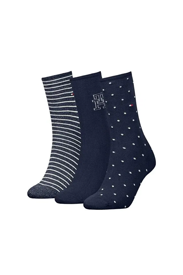 Женские носки с полосками 3 пары Tommy Hilfiger, Black