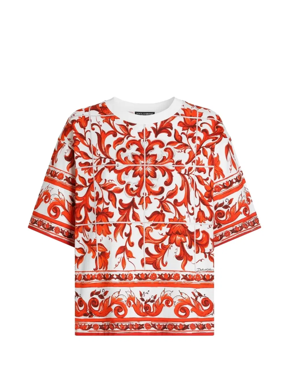 Футболка из джерси с принтом Majolica Dolce & Gabbana, белый