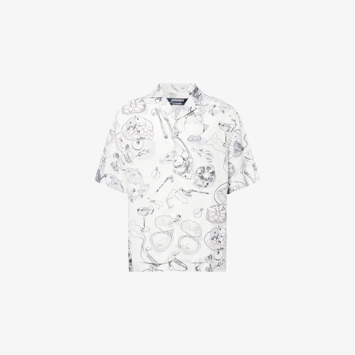 Рубашка с коротким рукавом из льняной смеси для коктейлей Jacquemus, кремовый
