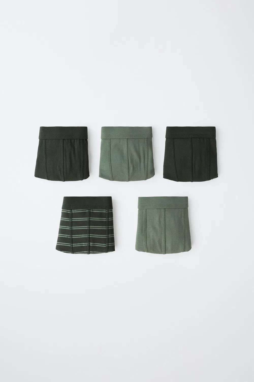 6-14 лет / Набор из пяти однотонных и полосатых боксеров ZARA, Green