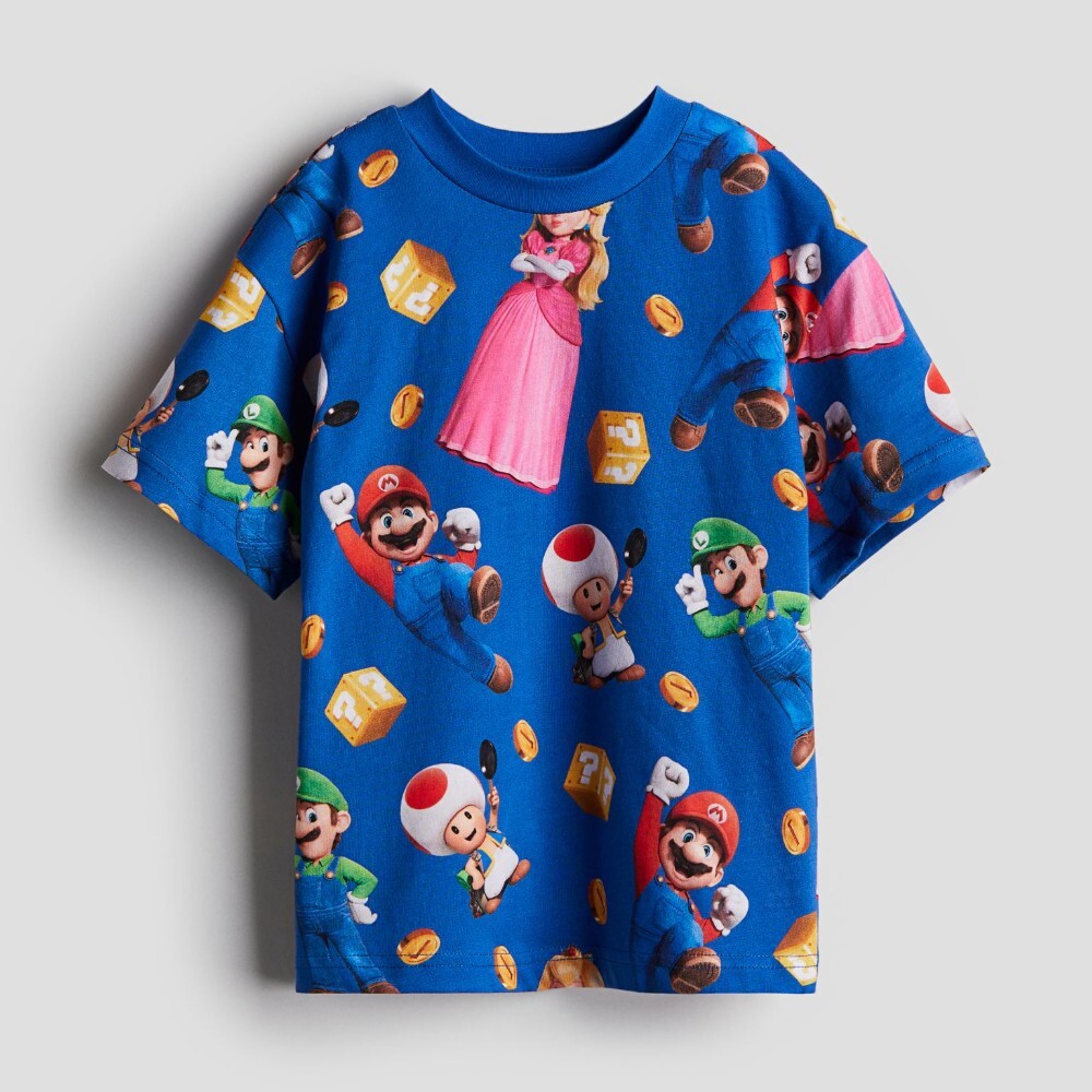 

Футболка H&M Kids Printed Super Mario, ярко-синий