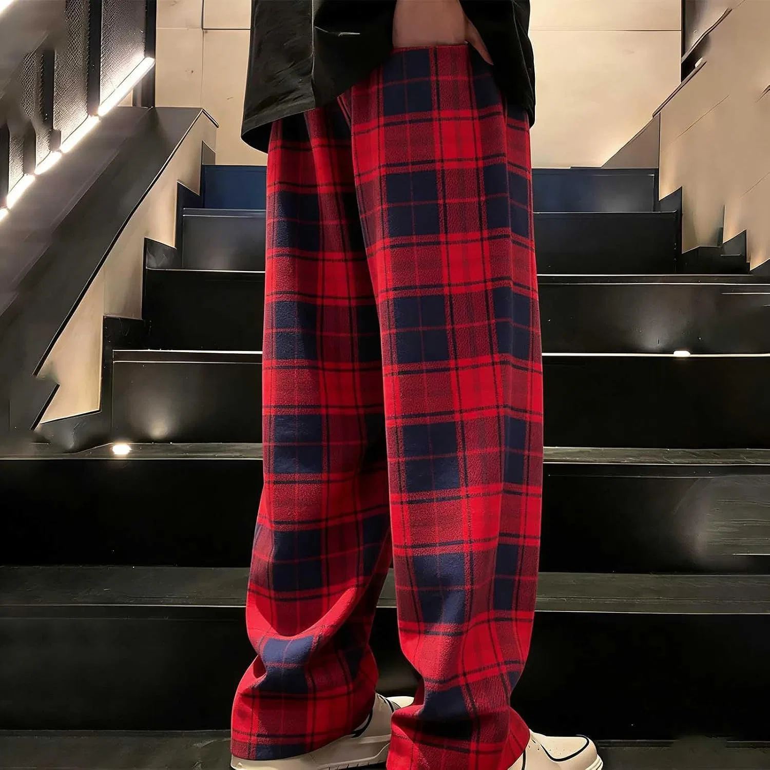 Мужские спортивные брюки в клетку, Classic Plaid, красный — фото 3