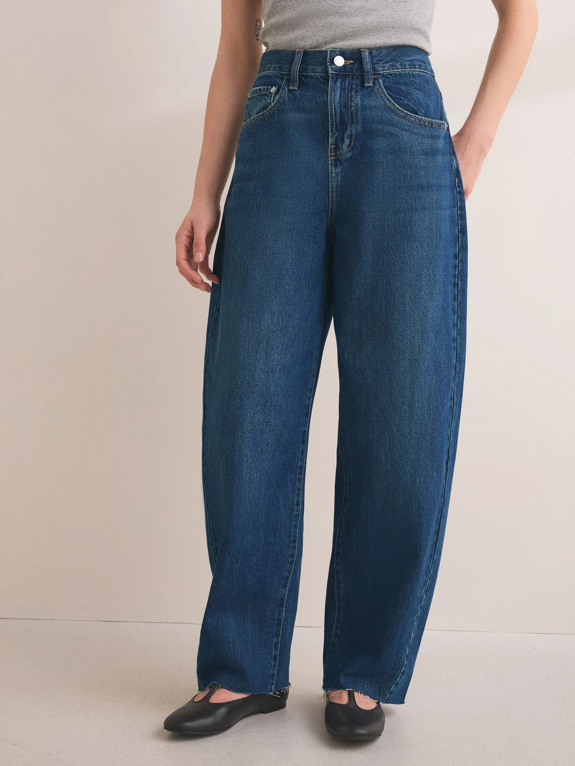 Джинсы-бананы Dark Blue Barrel Leg Jeans Next, темно-синий — фото 2