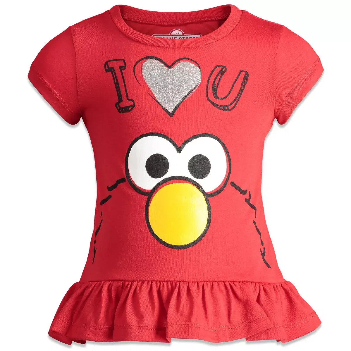 Детский комплект для девочек с принтом Sesame Street Peplum T-Shirt Leggings Outfit Set, Red — фото 3