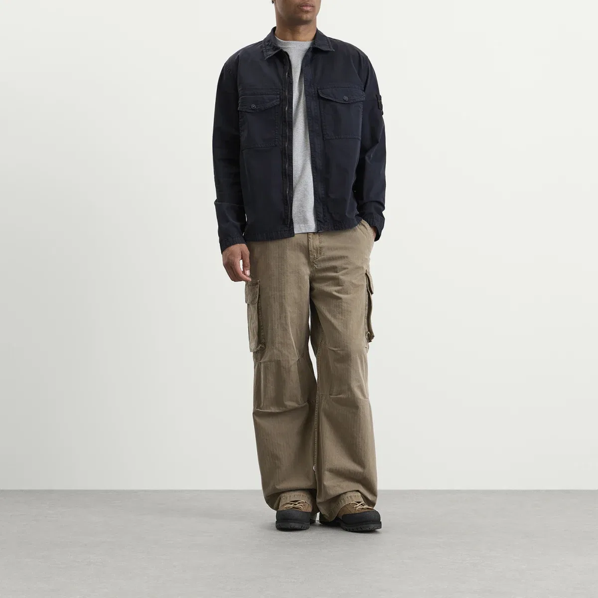 Куртка-рубашка из органического хлопкового твила Organic Cotton Twill Zip Shirt Jacket Stone Island, Navy Blue — фото 4