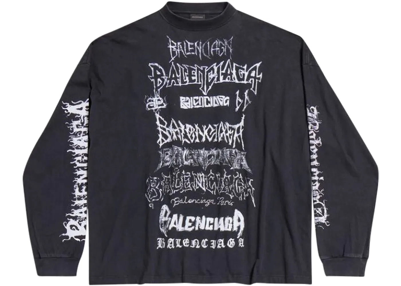 Мужская футболка с длинным рукавом Balenciaga DIY Metal Longsleeve Medium Fit, Black/White